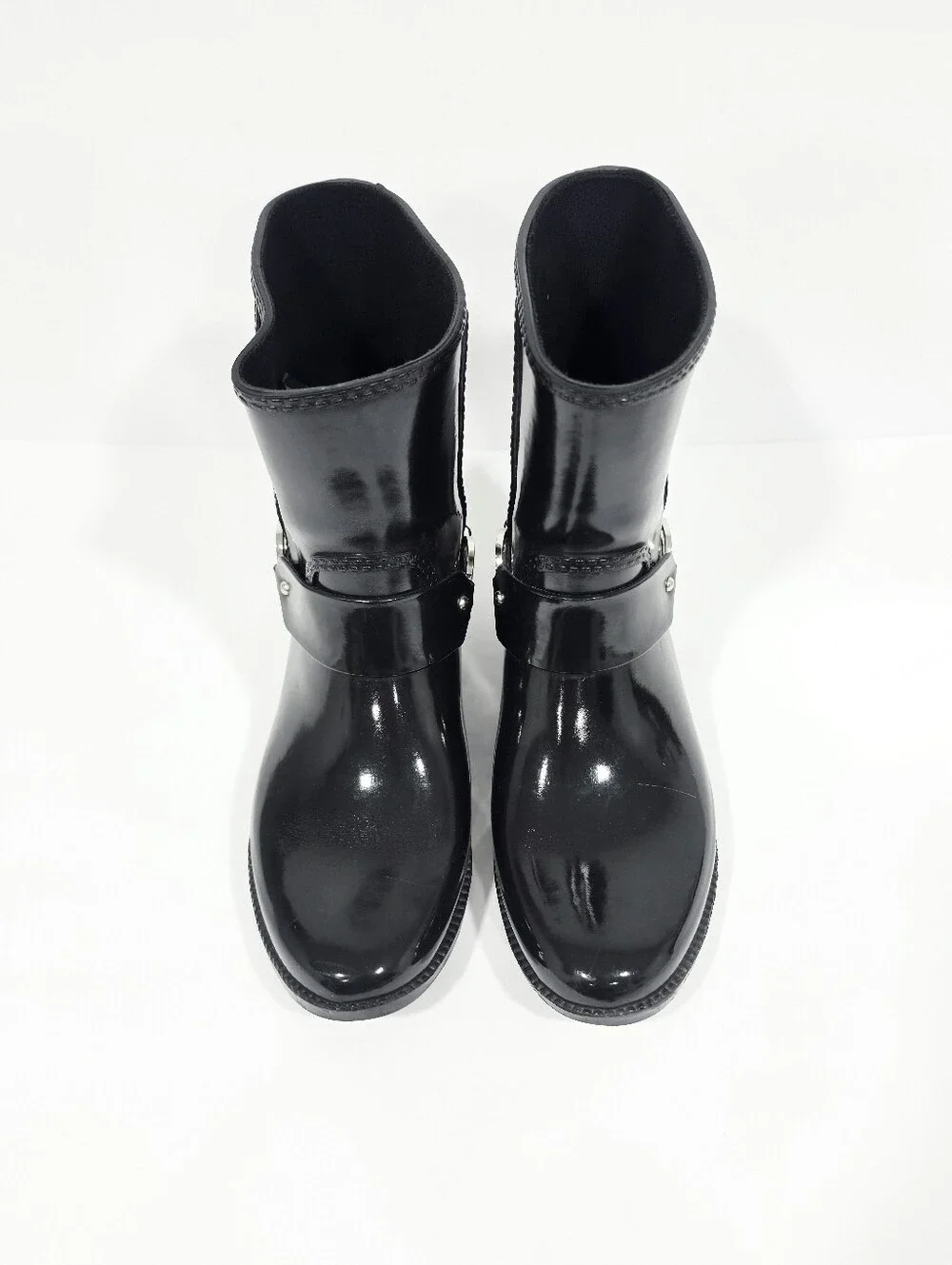 Michael Kors Rain Boots Black MK Logo Waterproof Mid Calf Women's Size 9